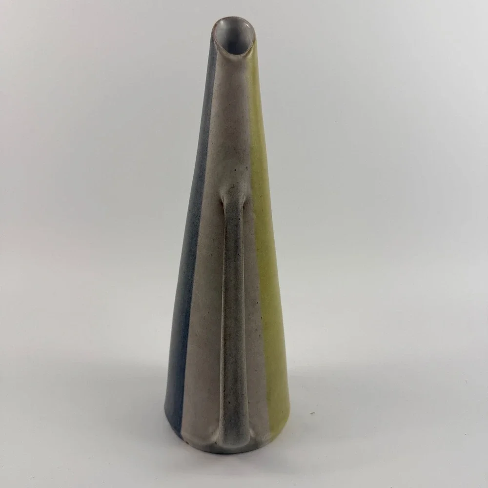 Krosselbach Studio Pottery Modernist Pitcher Vase Blue Green Gray Ceramic